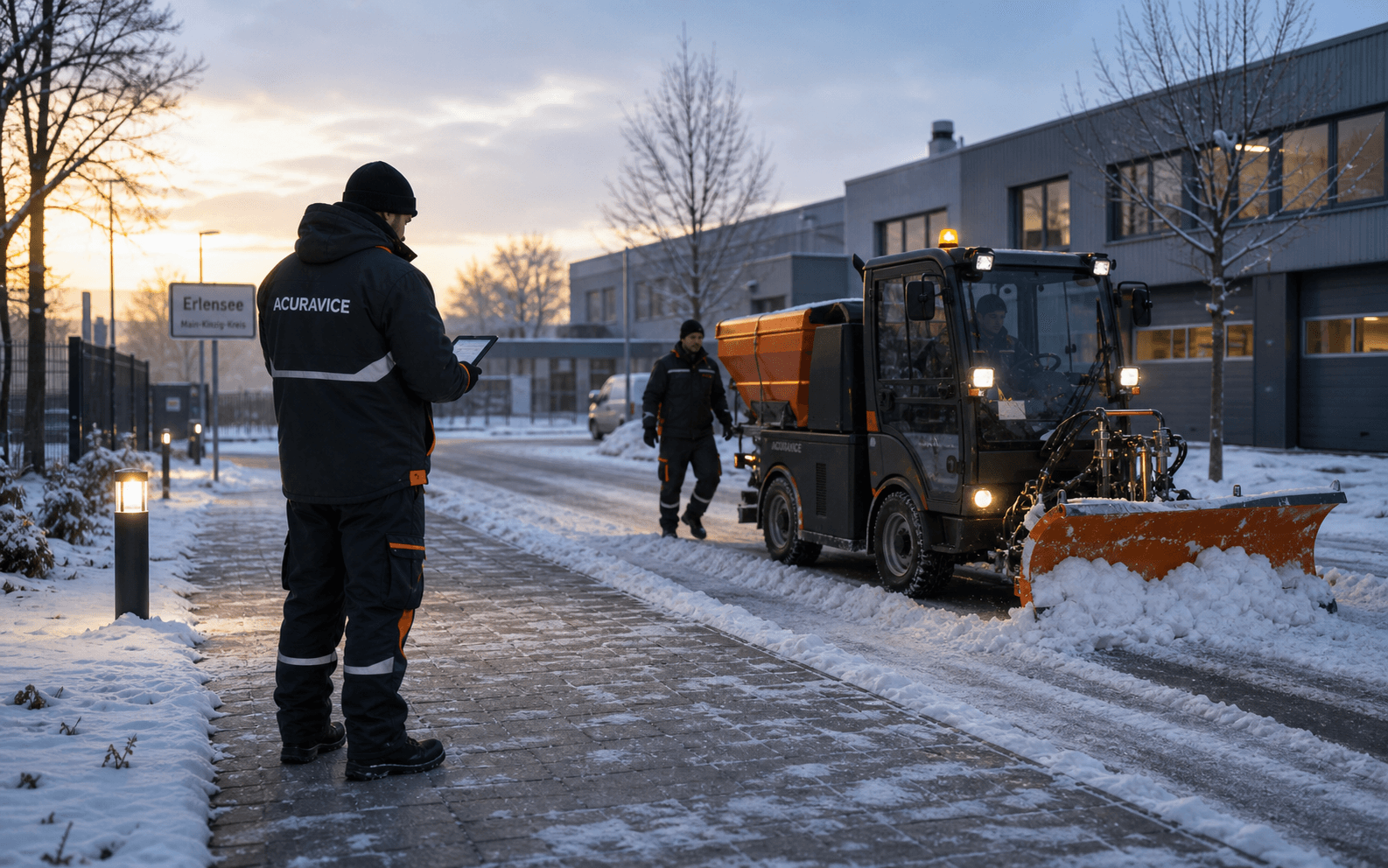 Acuravice Winterdienst räumt Wege und Zufahrten in der Rhein-Main-Region